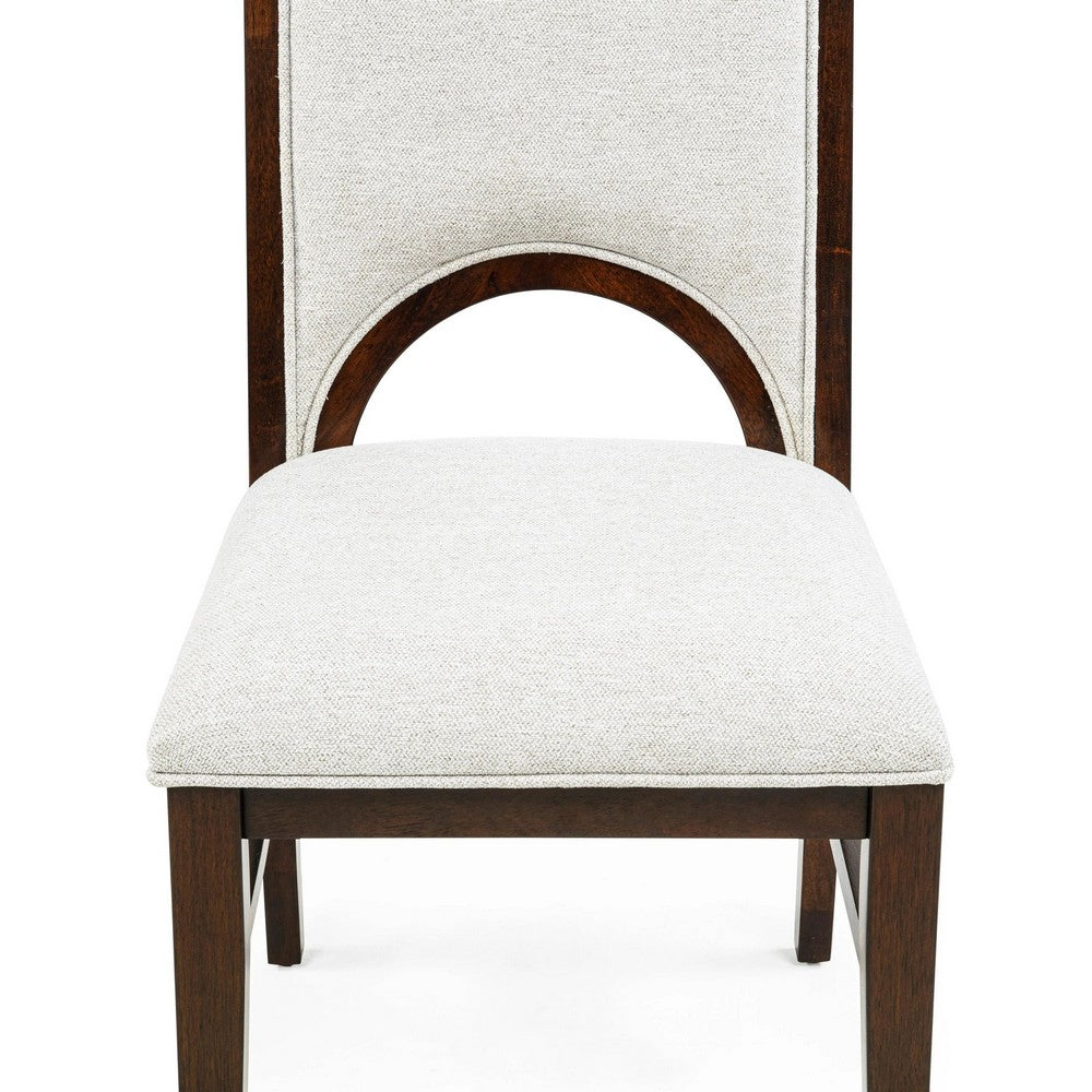 Mali Dining Side Chair Set of 2 | Cutout Back  | Dove Gray Fabric | Dark Brown