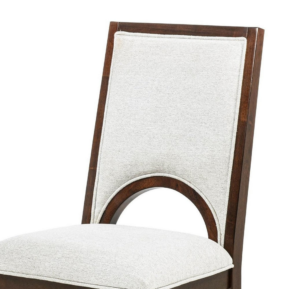 Mali Dining Side Chair Set of 2 | Cutout Back  | Dove Gray Fabric | Dark Brown