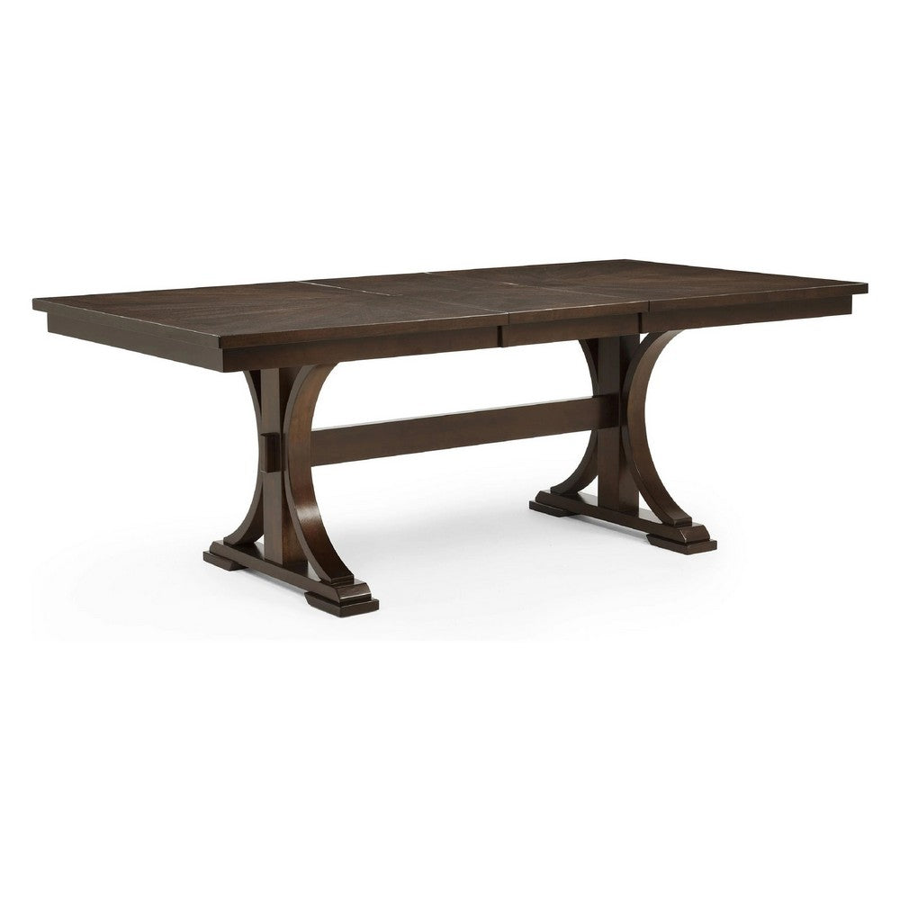 Mali Dining Table w Butterfly Leaf | Trestle Base | Dark Brown 64-82"