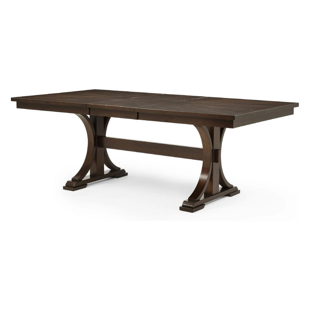 Mali Dining Table w Butterfly Leaf | Trestle Base | Dark Brown 64-82"