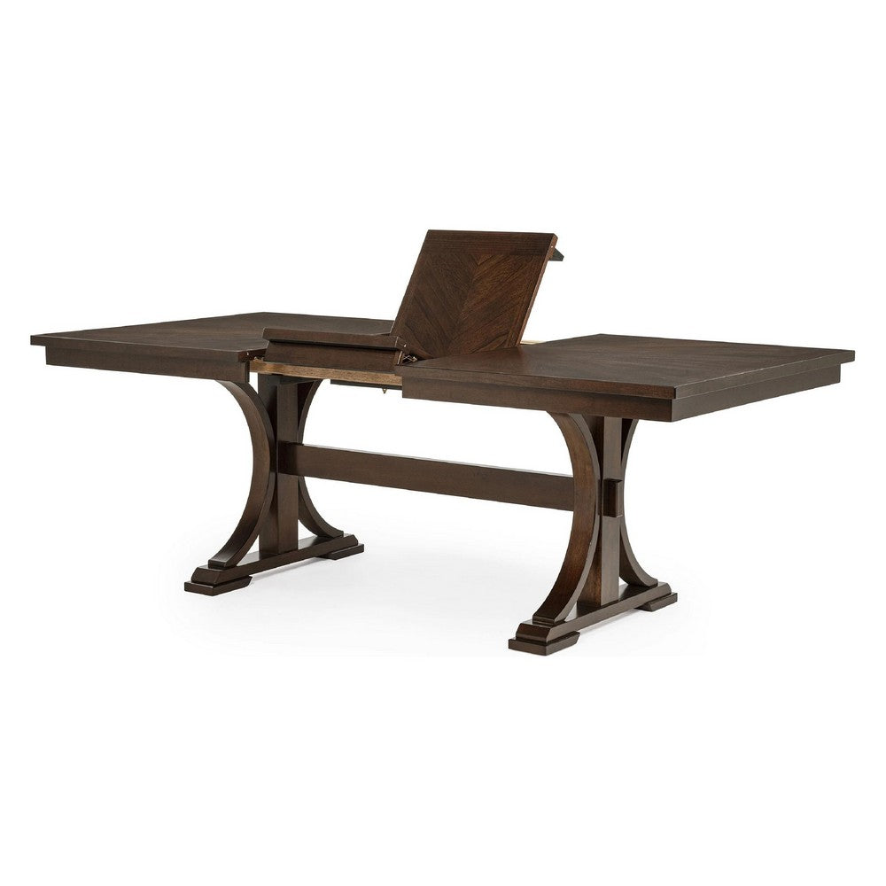 Mali Dining Table w Butterfly Leaf | Trestle Base | Dark Brown 64-82"