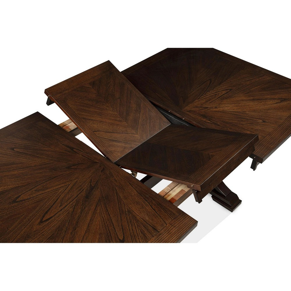 Mali Dining Table w Butterfly Leaf | Trestle Base | Dark Brown 64-82"