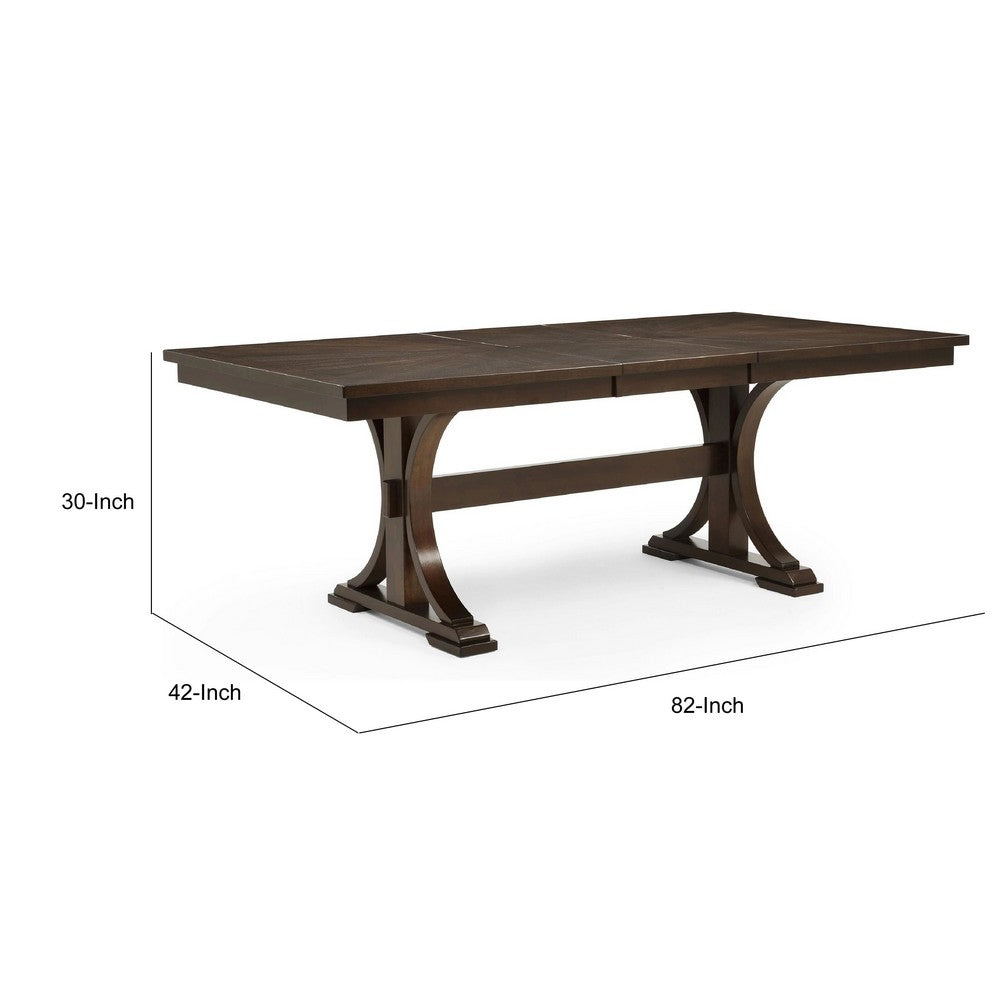 Mali Dining Table w Butterfly Leaf | Trestle Base | Dark Brown 64-82"