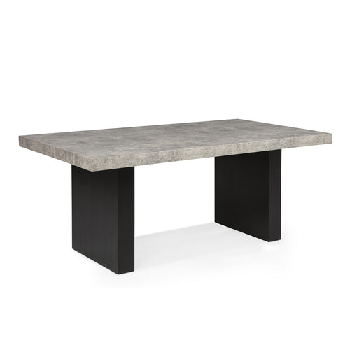 Seba Dining Table | Cement 3D Paper Veneer Top | Panel Legs | Black 72"