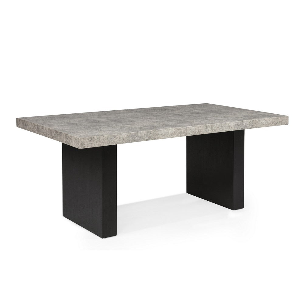 Seba Dining Table | Cement 3D Paper Veneer Top | Panel Legs | Black 72"