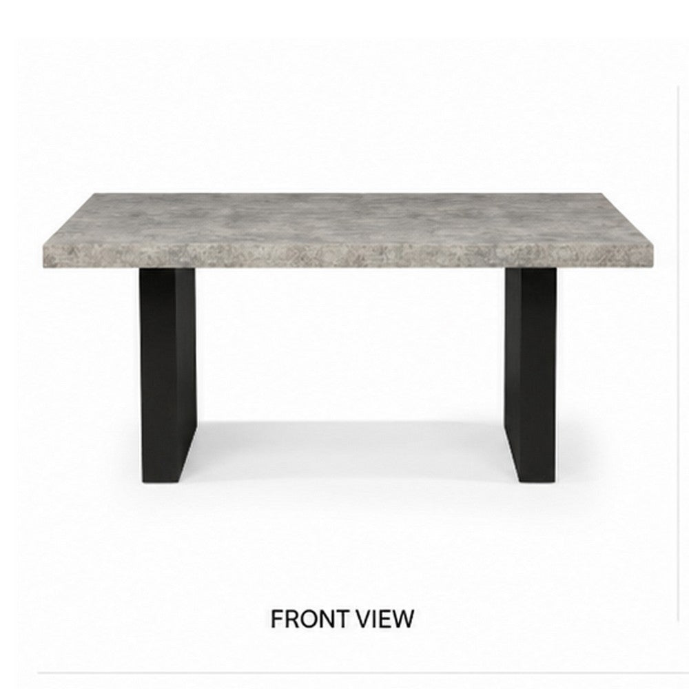Seba Dining Table | Cement 3D Paper Veneer Top | Panel Legs | Black 72"