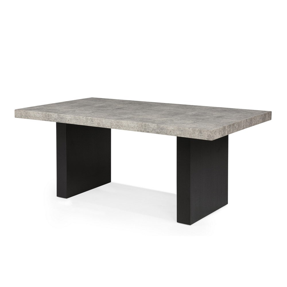 Seba Dining Table | Cement 3D Paper Veneer Top | Panel Legs | Black 72"