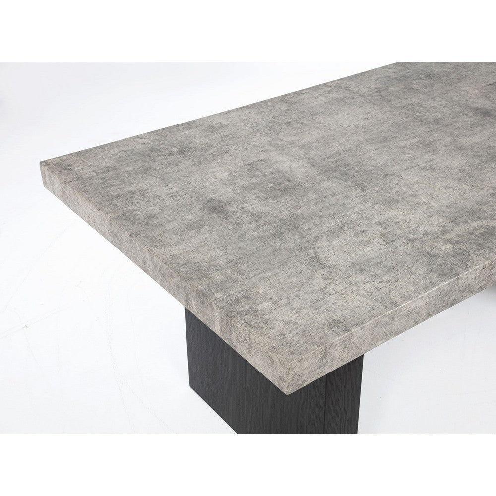Seba Dining Table | Cement 3D Paper Veneer Top | Panel Legs | Black 72"