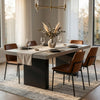 Seba Dining Table | Cement 3D Paper Veneer Top | Panel Legs | Black 72"