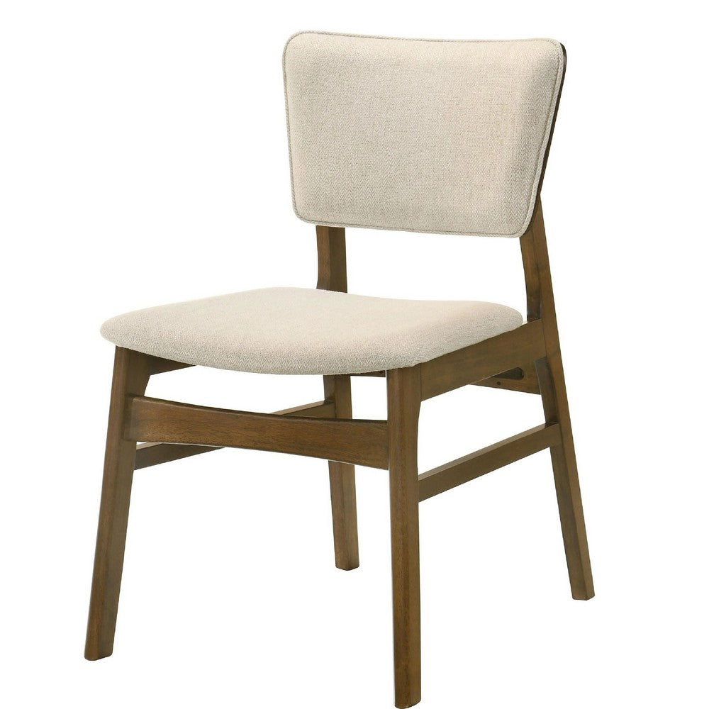 Stan Dining Chair Set of 2 | Noble Platinum Beige Fabric | Walnut Brown