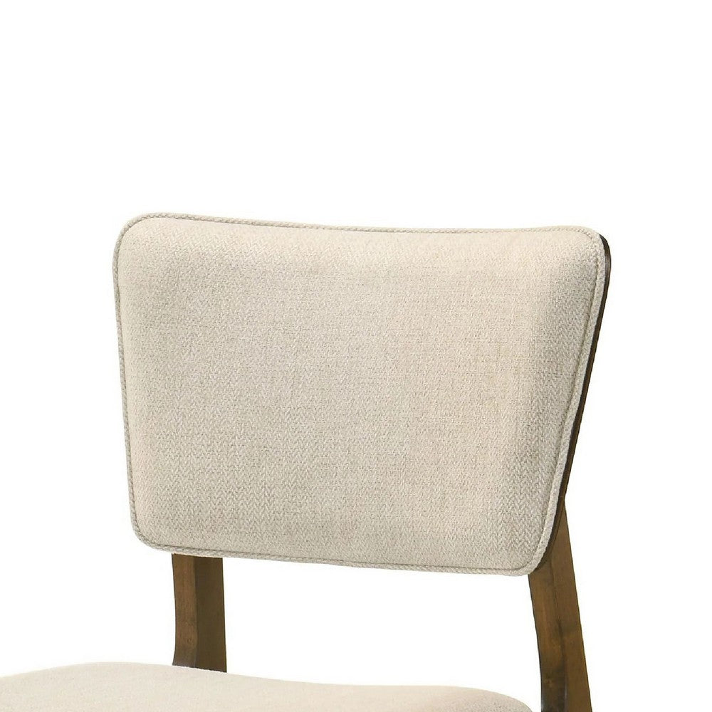 Stan Dining Chair Set of 2 | Noble Platinum Beige Fabric | Walnut Brown