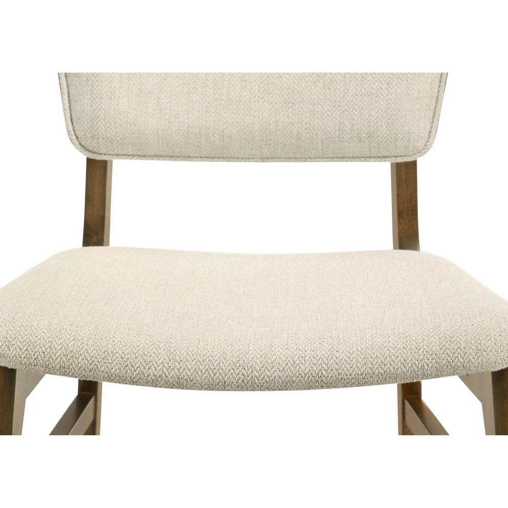 Stan Dining Chair Set of 2 | Noble Platinum Beige Fabric | Walnut Brown