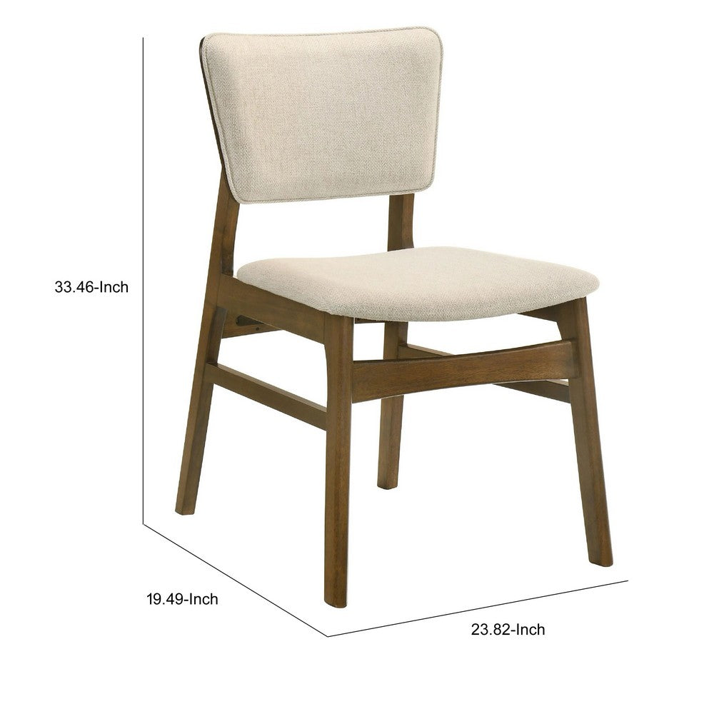 Stan Dining Chair Set of 2 | Noble Platinum Beige Fabric | Walnut Brown