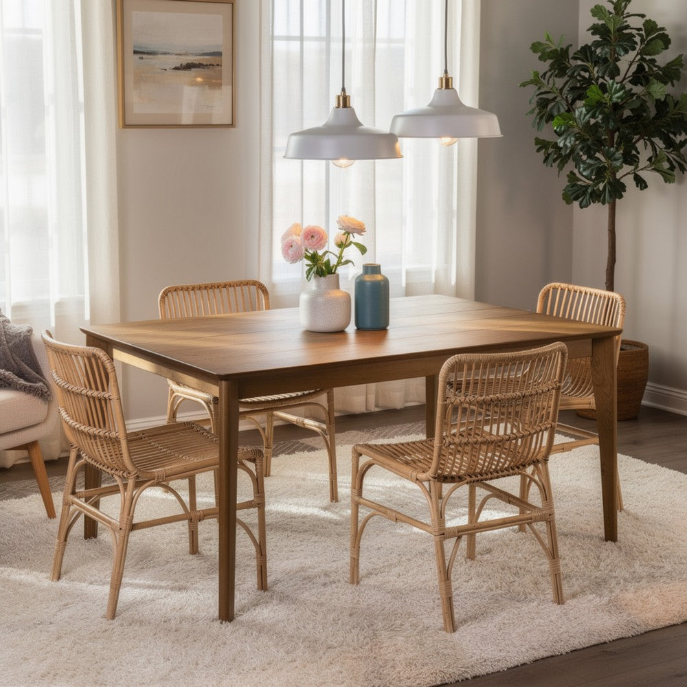 Stan Rectangular Dining Table | Flared Legs | Smoke Walnut Brown 63"
