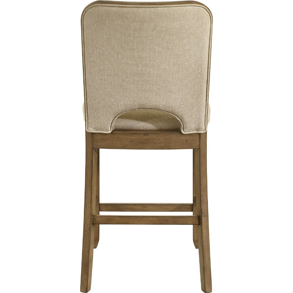 Rell Counter Stool Chair Set of 2 | Cutout Back | Beige | Antique Brown