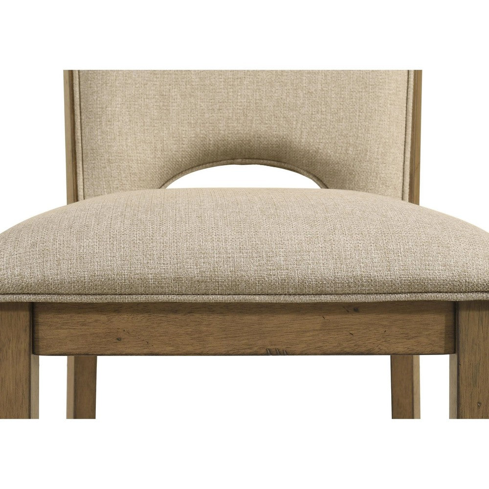 Rell Counter Stool Chair Set of 2 | Cutout Back | Beige | Antique Brown