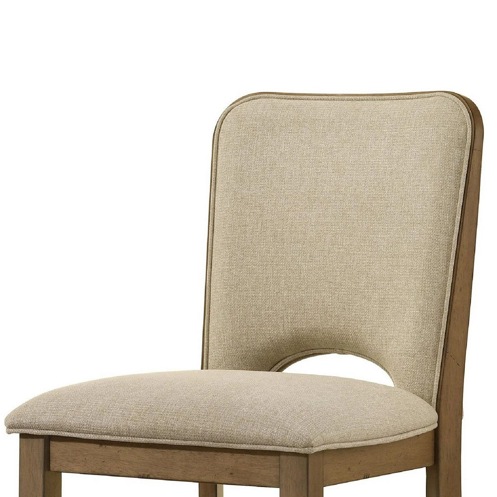 Rell Counter Stool Chair Set of 2 | Cutout Back | Beige | Antique Brown