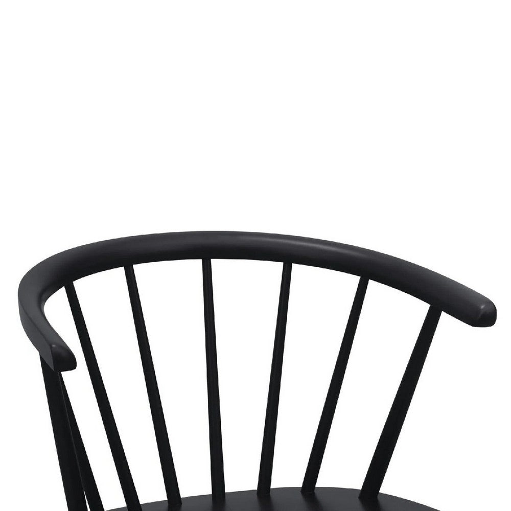 Anna Counter Stool Chair Set of 2 | Curved Spindle Back | Footrests | Black
