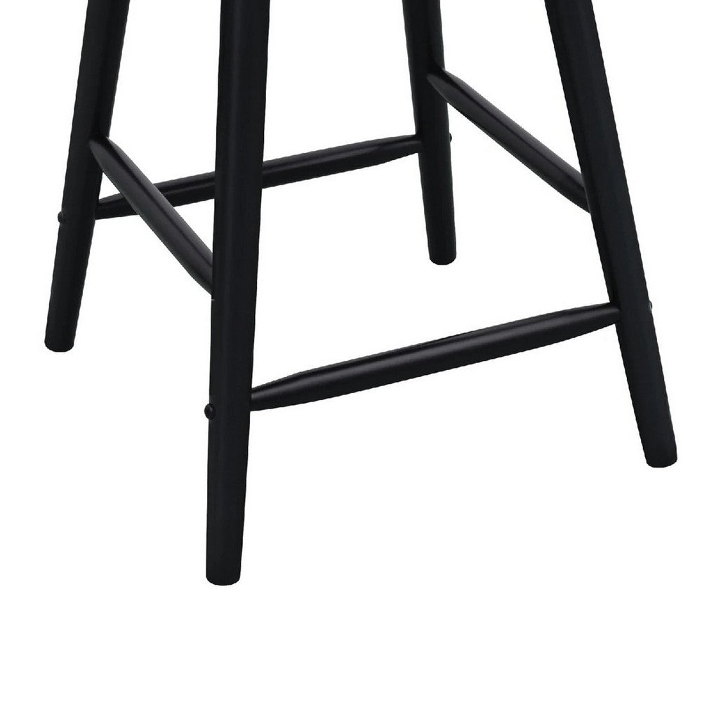 Anna Counter Stool Chair Set of 2 | Curved Spindle Back | Footrests | Black