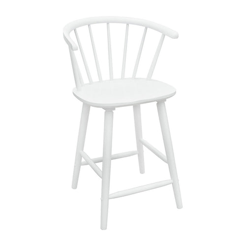 Anna Counter Stool Chair Set of 2 | Curved Spindle Back | Footrests | White
