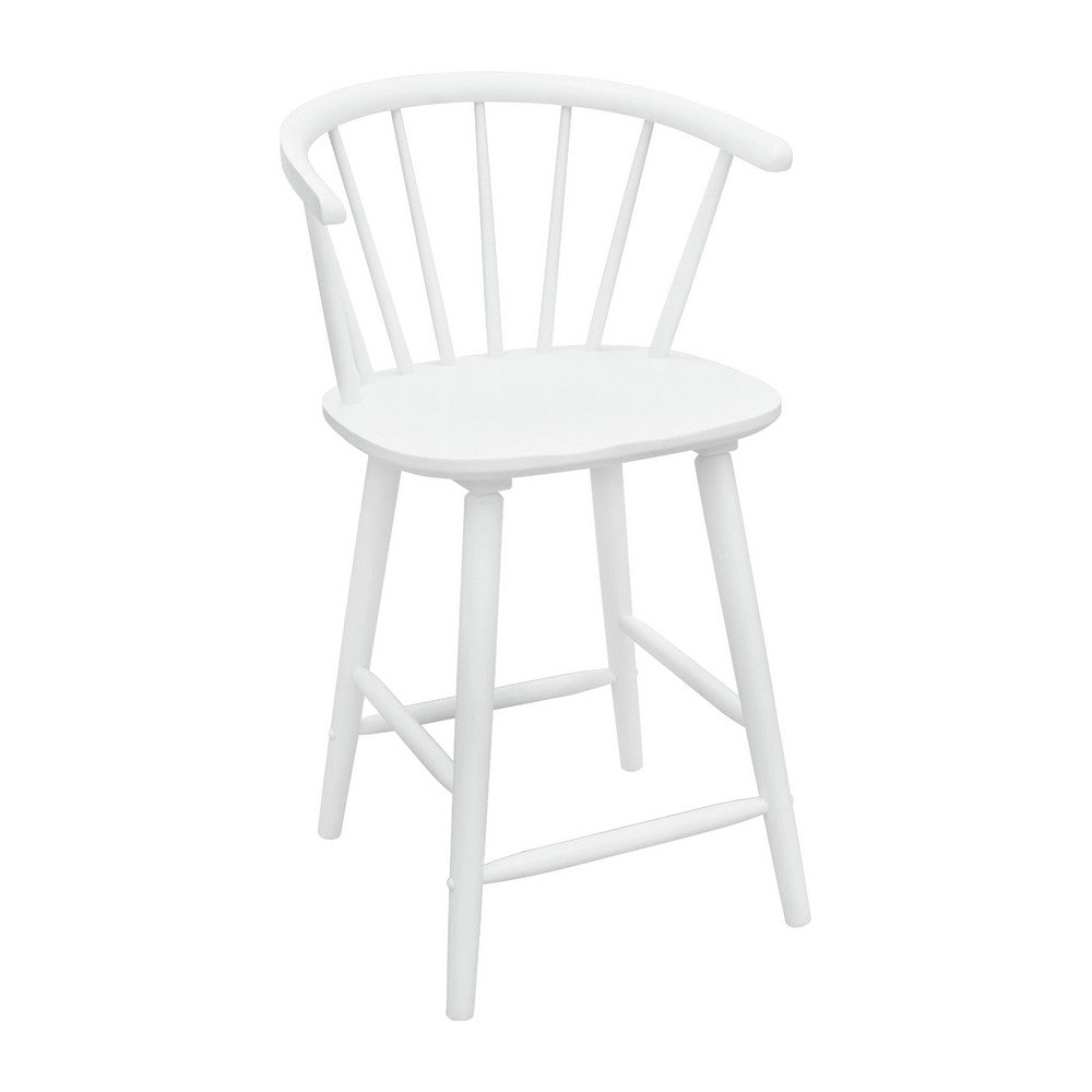 Anna Counter Stool Chair Set of 2 | Curved Spindle Back | Footrests | White