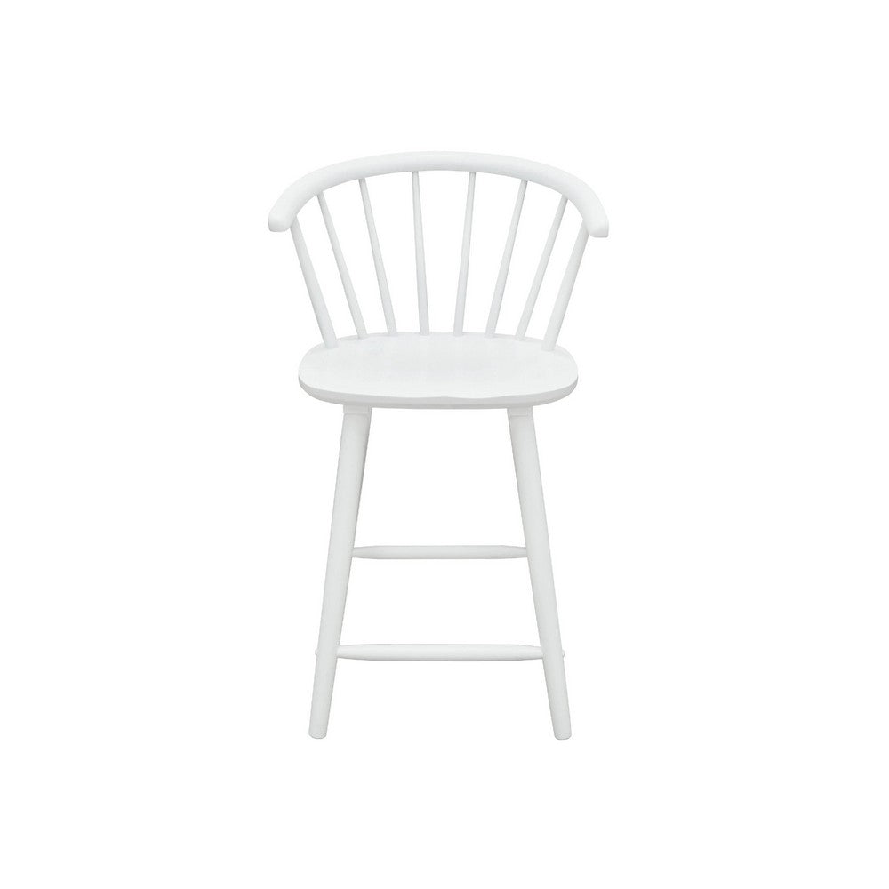 Anna Counter Stool Chair Set of 2 | Curved Spindle Back | Footrests | White