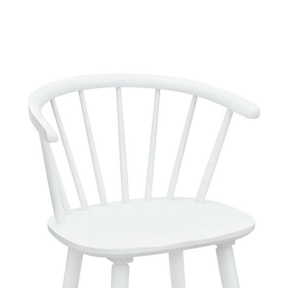 Anna Counter Stool Chair Set of 2 | Curved Spindle Back | Footrests | White