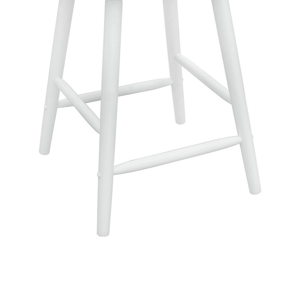Anna Counter Stool Chair Set of 2 | Curved Spindle Back | Footrests | White