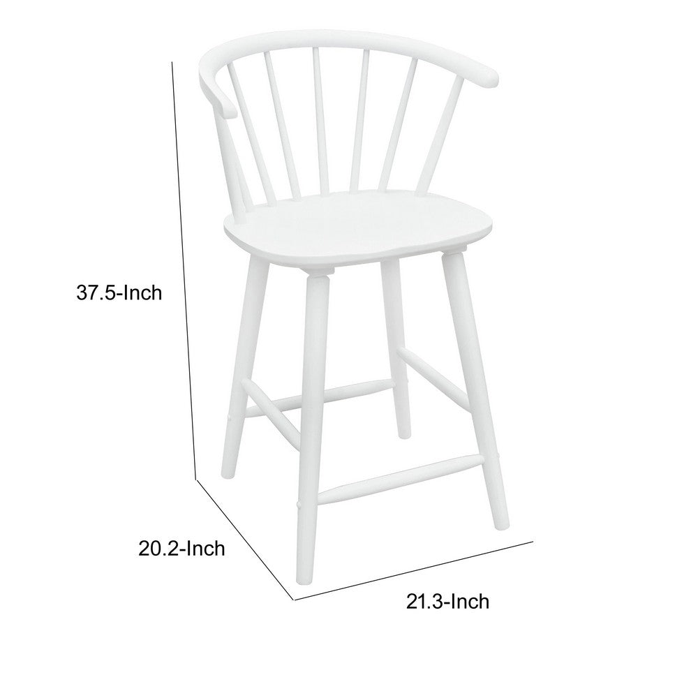 Anna Counter Stool Chair Set of 2 | Curved Spindle Back | Footrests | White