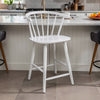 Anna Counter Stool Chair Set of 2 | Curved Spindle Back | Footrests | White