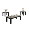 3pc Coffee Table & 2 End Table Set | Gray Concrete Top | Black Wood Legs