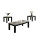 3pc Coffee Table & 2 End Table Set | Gray Concrete Top | Black Wood Legs