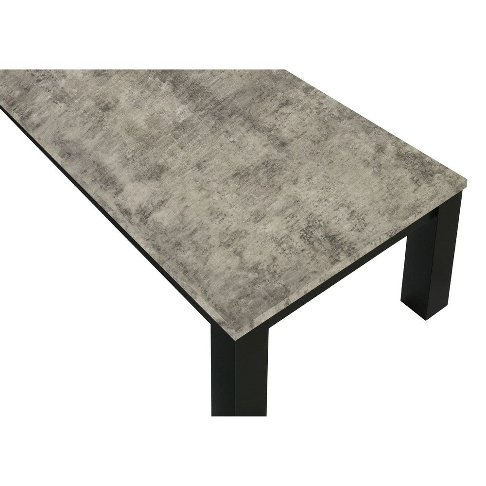 3pc Coffee Table & 2 End Table Set | Gray Concrete Top | Black Wood Legs