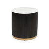 Frey Side End Table | White Faux Marble | Reeded Base | Gold B&ing 22"