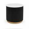 Frey Side End Table | White Faux Marble | Reeded Base | Gold B&ing 22"