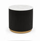 Frey Side End Table | White Faux Marble | Reeded Base | Gold B&ing 22"