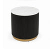 Frey Side End Table | White Faux Marble | Reeded Base | Gold B&ing 22"
