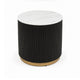 Frey Side End Table | White Faux Marble | Reeded Base | Gold B&ing 22"