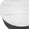 Frey Side End Table | White Faux Marble | Reeded Base | Gold B&ing 22"