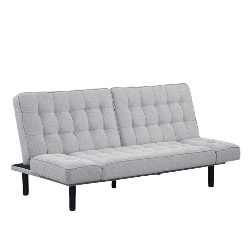 Convertible Futon Sofa Bed | Adjustable Arms | Biscuit Tufted Foam Cushions | Gray 81"