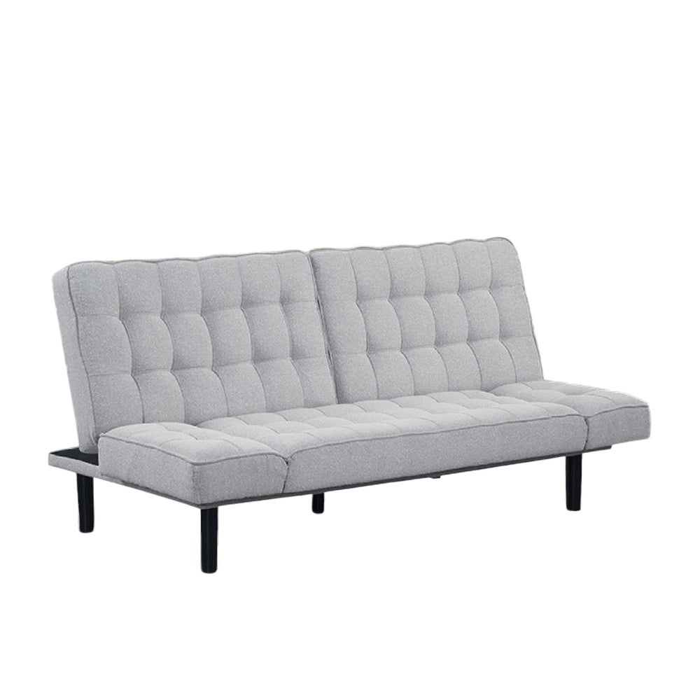 Convertible Futon Sofa Bed | Adjustable Arms | Biscuit Tufted Foam Cushions | Gray 81"