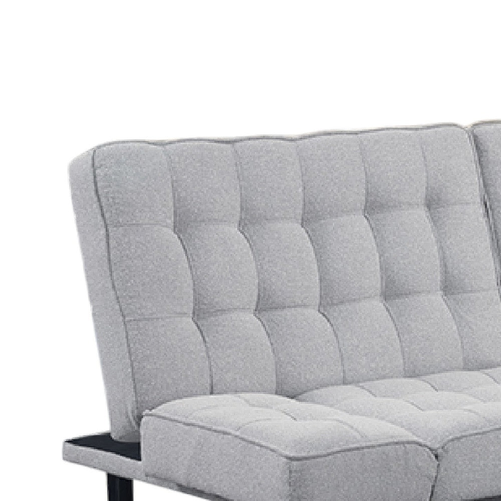 Convertible Futon Sofa Bed | Adjustable Arms | Biscuit Tufted Foam Cushions | Gray 81"