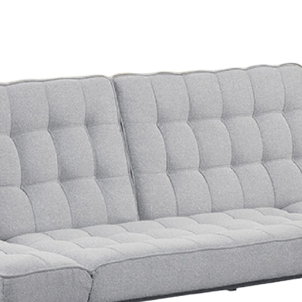 Convertible Futon Sofa Bed | Adjustable Arms | Biscuit Tufted Foam Cushions | Gray 81"