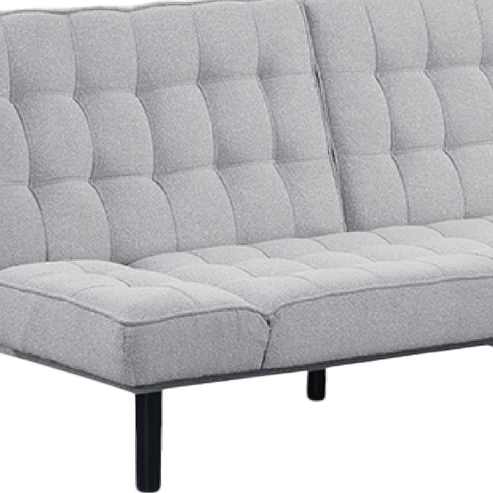 Convertible Futon Sofa Bed | Adjustable Arms | Biscuit Tufted Foam Cushions | Gray 81"