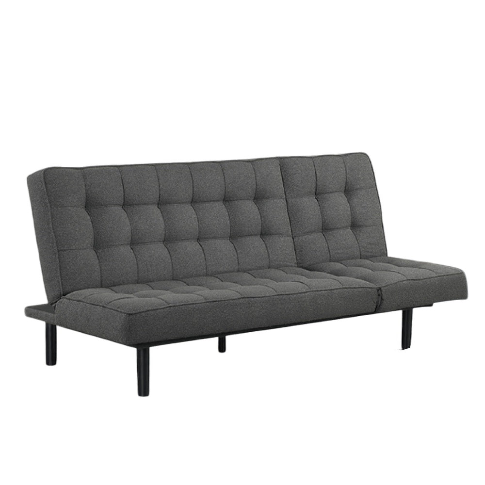 Convertible Futon Sofa Bed | Biscuit Tufted Cushions | Dark Gray 81"