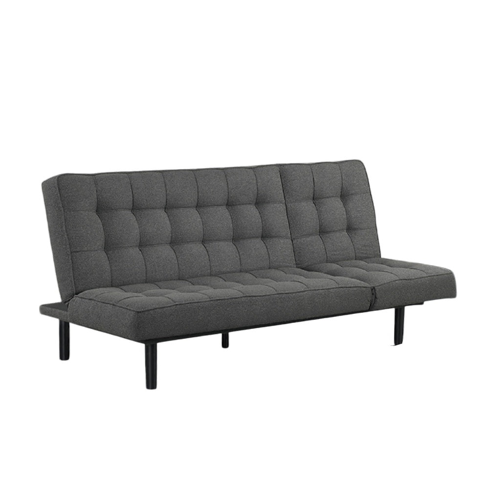 Convertible Futon Sofa Bed | Biscuit Tufted Cushions | Dark Gray 81"