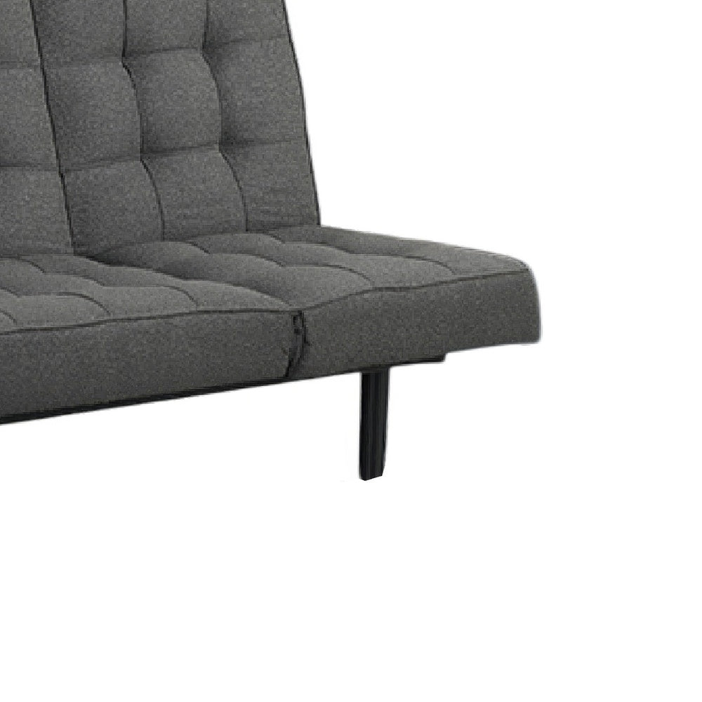 Convertible Futon Sofa Bed | Biscuit Tufted Cushions | Dark Gray 81"
