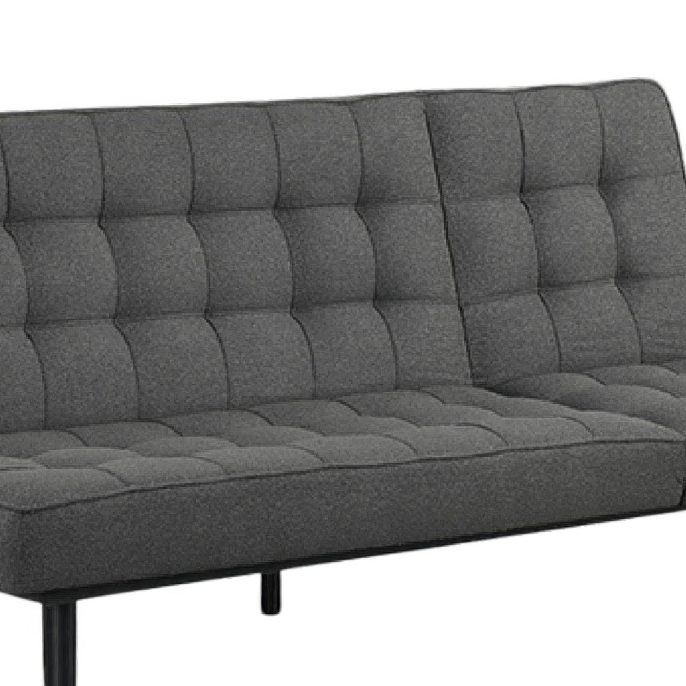 Convertible Futon Sofa Bed | Biscuit Tufted Cushions | Dark Gray 81"