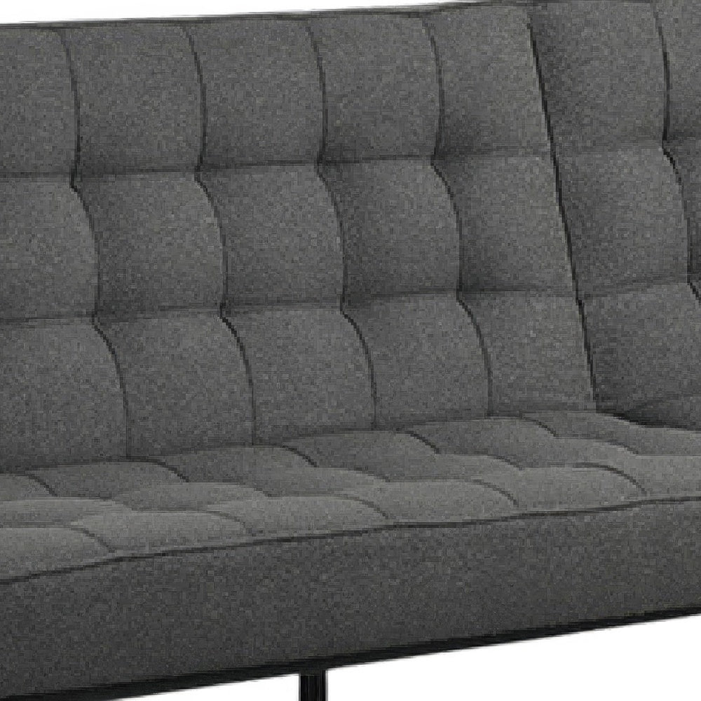 Convertible Futon Sofa Bed | Biscuit Tufted Cushions | Dark Gray 81"