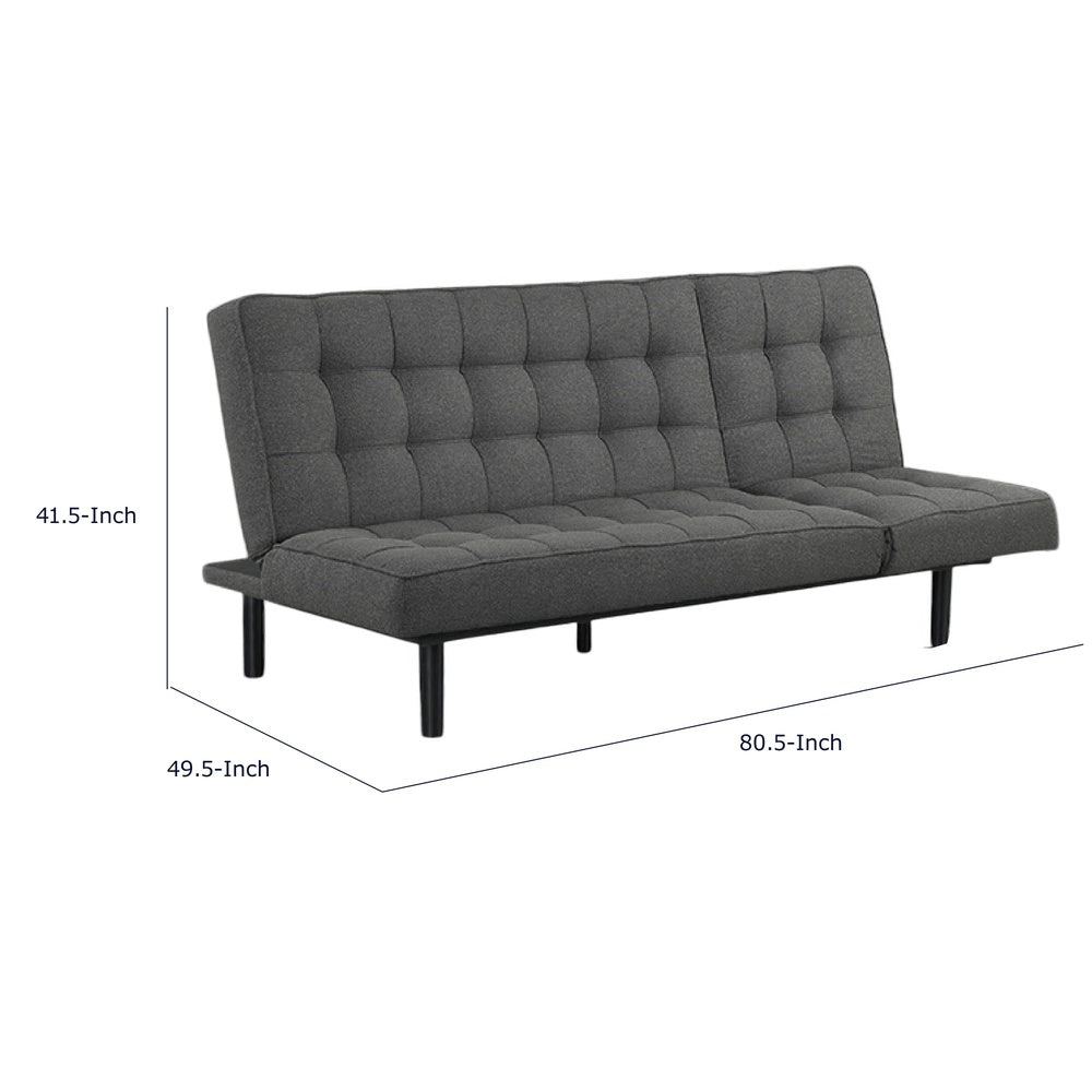 Convertible Futon Sofa Bed | Biscuit Tufted Cushions | Dark Gray 81"